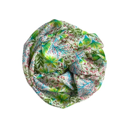 Habfehér alapon virágmintás 100% valódi hernyóselyem sál 50x180 cm