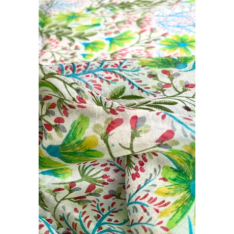 Habfehér alapon virágmintás 100% valódi hernyóselyem sál 50x180 cm