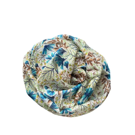 Angyalfehér alapon virágmintás 100% valódi hernyóselyem sál 50x180 cm