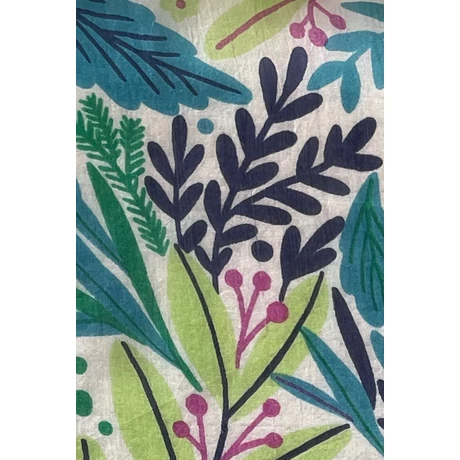 Hermelinfehér alapon levélmintás 100% valódi hernyóselyem sál 50x180 cm