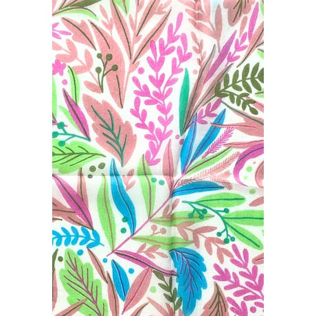 Liliomfehér alapon levélmintás 100% valódi hernyóselyem sál 50x180 cm