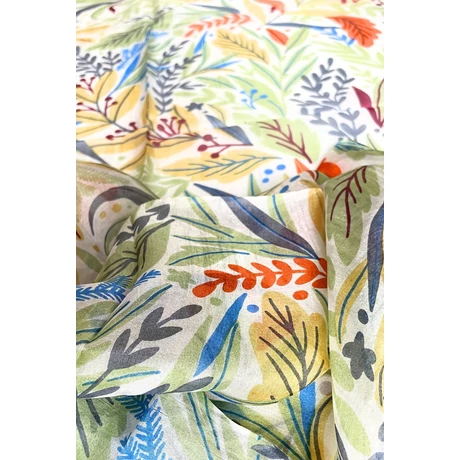 Márványfehér alapon levélmintás 100% valódi hernyóselyem sál 50x180 cm