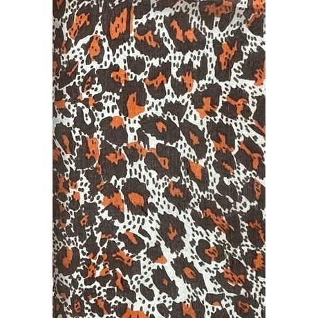 Leopárdmintás spanyolbarna és narancsvörös színű 100% valódi hernyóselyem sál 50x180 cm