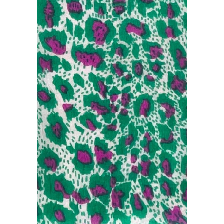 Leopárdmintás ásványzöld és rhodaminebíbor színű 100% valódi hernyóselyem sál 50x180 cm