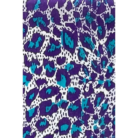 Leopárdmintás ametisztlila és türkizkék színű 100% valódi hernyóselyem sál 50x180 cm