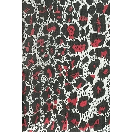 Leopárdmintás párducfekete és vadmálna színű 100% valódi hernyóselyem sál 50x180 cm