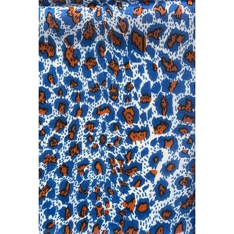 Leopárdmintás pávakék és tűzliliom színű 100% valódi hernyóselyem sál 50x180 cm