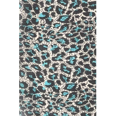 Hermelinfehér alapon leopárdmintás 100% valódi hernyóselyem sál 50x180 cm