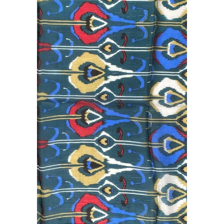 Petrolzöld alapon mintás 100% valódi hernyóselyem sál 50x180 cm