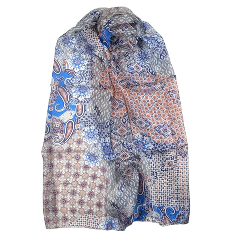 Orchideafehér alapon mintás 100% valódi hernyóselyem sál 50x180 cm