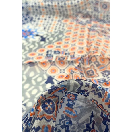 Orchideafehér alapon mintás 100% valódi hernyóselyem sál 50x180 cm