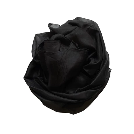 Obszidiánfekete színű 100% valódi hernyóselyem sál 100x180 cm