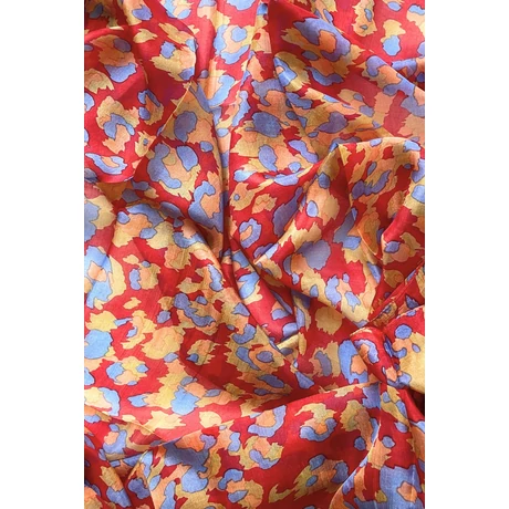 Császárvörös alapon mintás 100% valódi hernyóselyem sál 100x180 cm