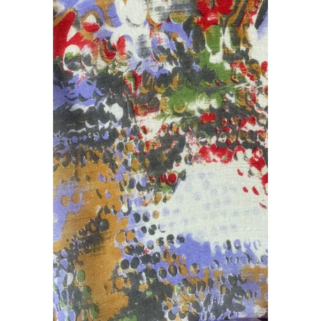 Íriszkék és pipacspiros rétet idéző 100% valódi hernyóselyem sál 100x180 cm