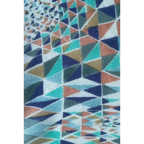 Görögzöld, párizsikék, púderkék, mentazöld geometriai mintás 100% valódi hernyóselyem sál 50x180 cm