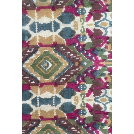 Bahama-beige alapon görögbíbor, diózöld és nugát barna mintás 100% valódi hernyóselyem sál 100x180 cm