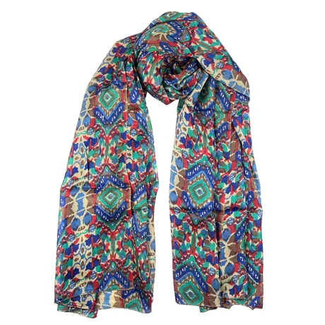 Beige alapon mintás 100% valódi hernyóselyem sál 100x180 cm