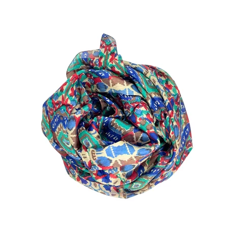 Beige alapon mintás 100% valódi hernyóselyem sál 100x180 cm