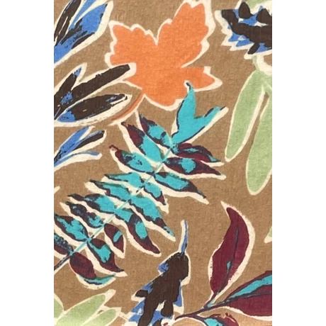 Tölgyfaszín alapon levél mintás 100% valódi hernyóselyem sál 100x180 cm