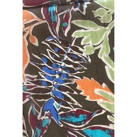 Grafitszürke alapon levél mintás 100% valódi hernyóselyem sál 100x180 cm