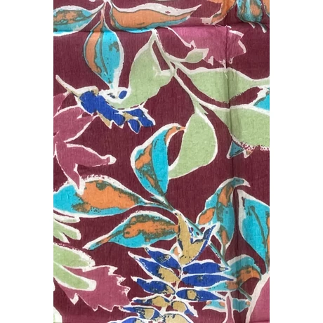 Indiai vörös alapon levél mintás 100% valódi hernyóselyem sál 100x180 cm