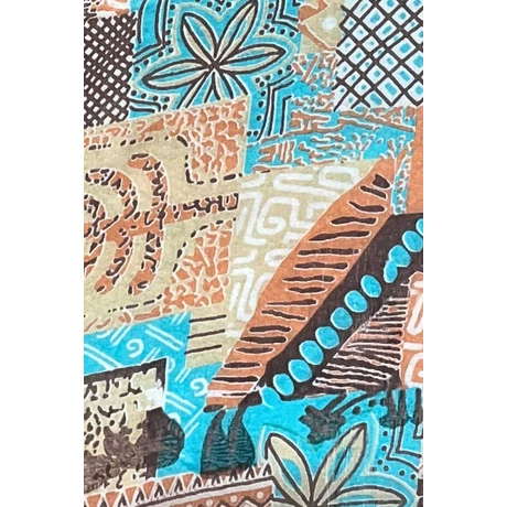 Cölinkék, perzsanarancs és spanyolbarna mintás 100% valódi hernyóselyem sál 100x180 cm