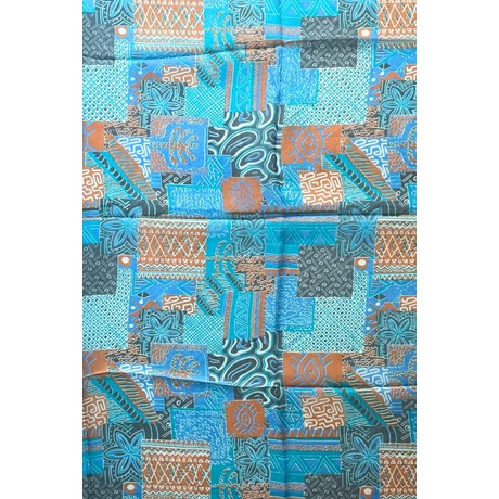 Damaszkuszikék, perzsanarancs, füstkék mintás 100% valódi hernyóselyem sál 100x180 cm