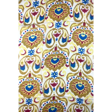 Tündérfehér alapon tölgyfaszín mintás 100% valódi hernyóselyem sál 100x180 cm