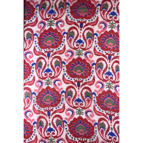 Orchideafehér alapon császárvörös mintás 100% valódi hernyóselyem sál 100x180 cm