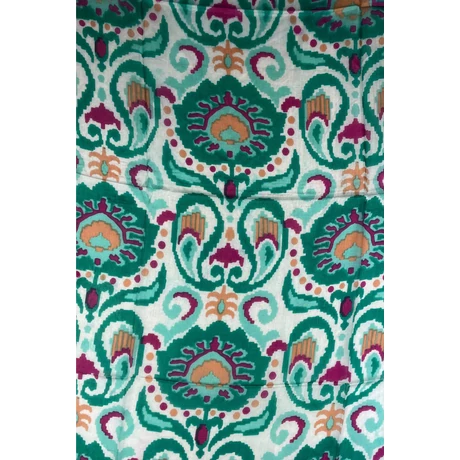 Liliomfehér alapon ásványzöld mintás 100% valódi hernyóselyem sál 100x180 cm