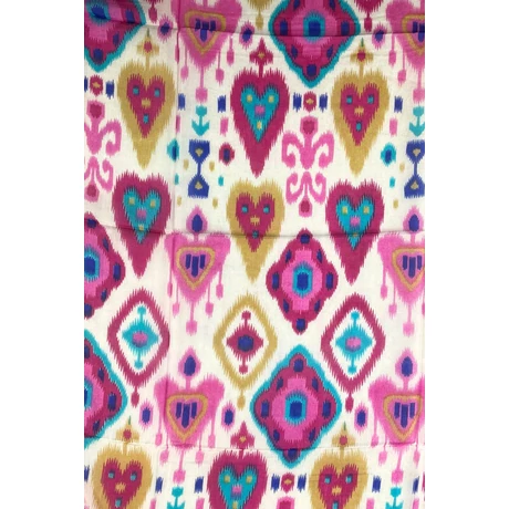 Jázminfehér alapon bíbor mintás 100% valódi hernyóselyem sál 100x180 cm