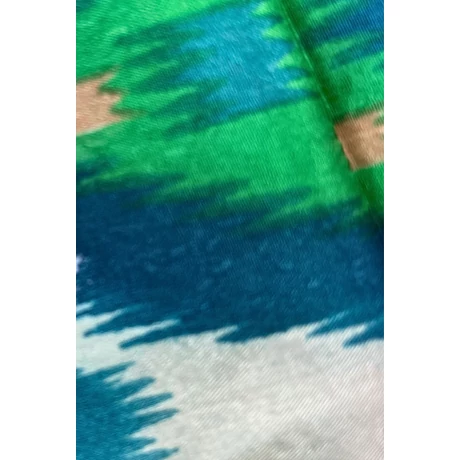 Juharfaszín alapon bársonyzöld mintás 100% valódi hernyóselyem sál 100x180 cm