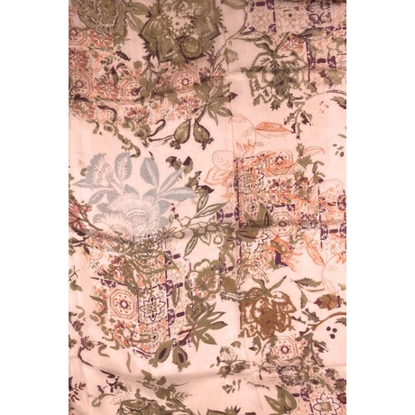 Őszibarackszín alapon sitakebarna, burgundy, terrakotta mintás 100% valódi hernyóselyem sál 100x180 cm