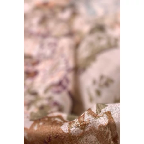 Őszibarackszín alapon sitakebarna, burgundy, terrakotta mintás 100% valódi hernyóselyem sál 100x180 cm