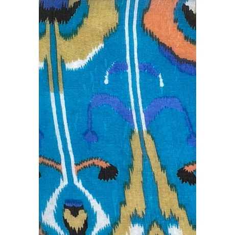 Cölinkék alapon mintás 100% valódi hernyóselyem sál 100x180 cm