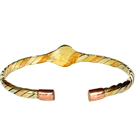 Ametiszt kővel díszített réz karperec - 3 színű fém