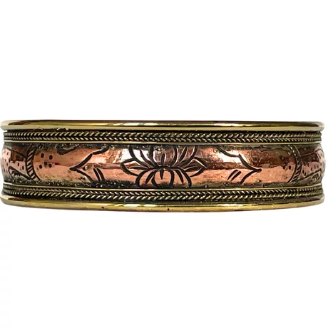 Kézzel készült réz karperec lótuszvirággal és sárkány szimbólummal