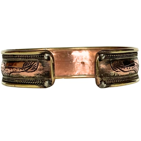 Kézzel készült réz karperec lótuszvirággal és sárkány szimbólummal