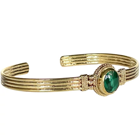 Malachit kővel díszített réz karperec