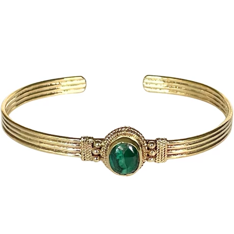 Malachit kővel díszített réz karperec