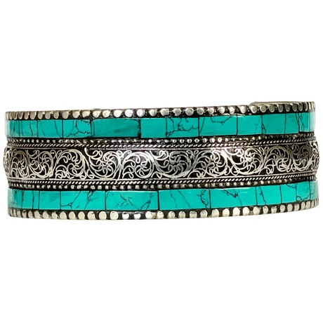 Türkiz karperec, belsejében sárkány gravírozással, domború verzió