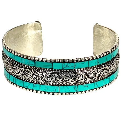 Türkiz karperec, belsejében sárkány gravírozással, domború verzió