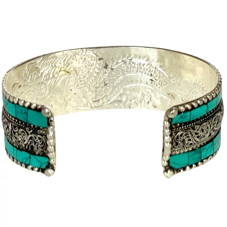 Türkiz karperec, belsejében sárkány gravírozással, domború verzió