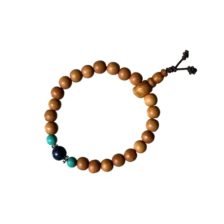 Szantálfa mala valódi illatos szantál fából tibeti osztóval 16 cm kerületű