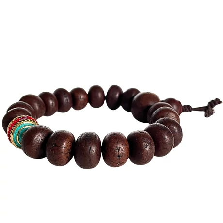 Bodhi mala tibeti design osztóval, 18 szemből 15 cm kerületű-kis méret
