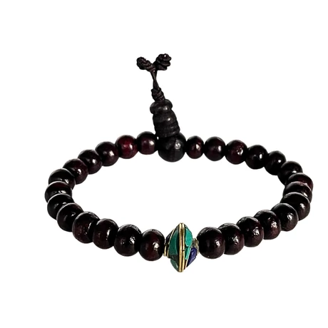 Rózsafa mala tibeti osztóval 16 cm kerületű 27 szemes