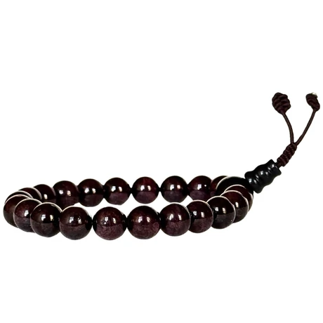 Gránát mala onyx guruval, 21 szemes 16 cm kerületű karmala