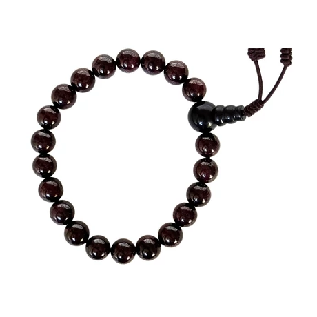 Gránát mala onyx guruval, 21 szemes 16 cm kerületű karmala