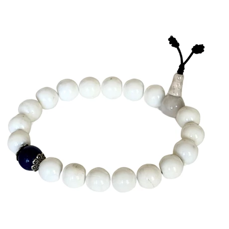 Kagyló mala lápisz lazuli osztóval – 17 cm kerületű 18 szemes