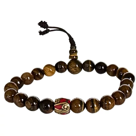 Tigrisszem mala tibeti osztóval, 21 szemes 16 cm kerületű karmala